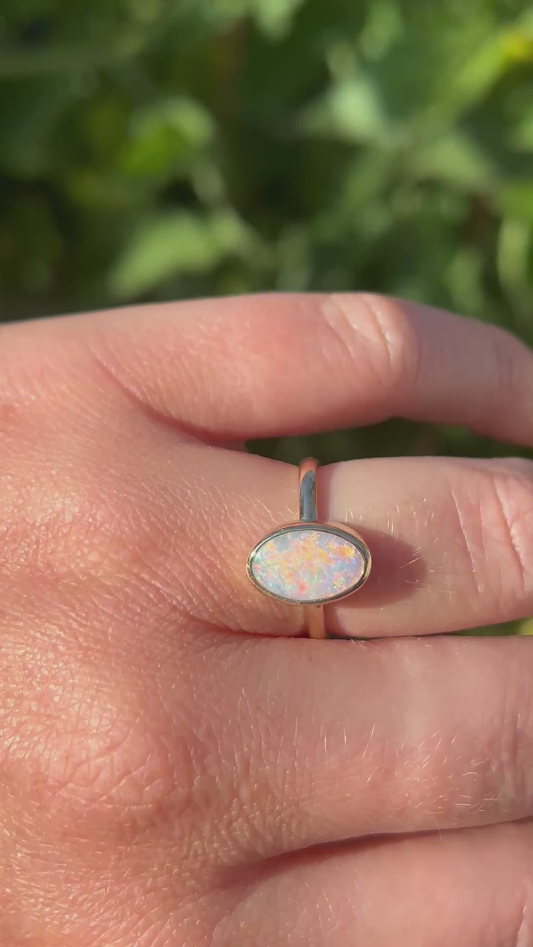 9ct Yellow gold Australian white opal ring