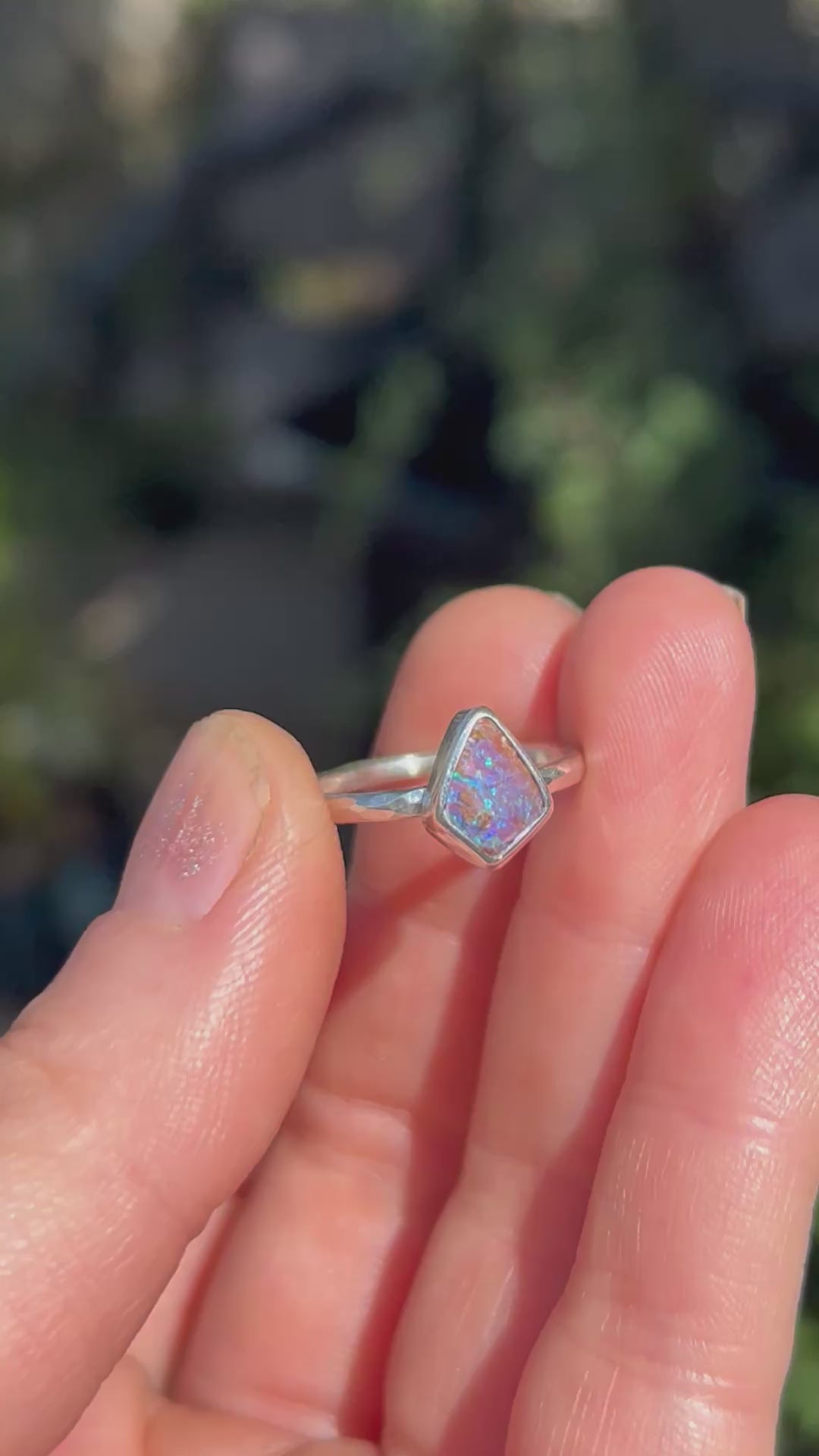 Purple Australian pipe opal ring