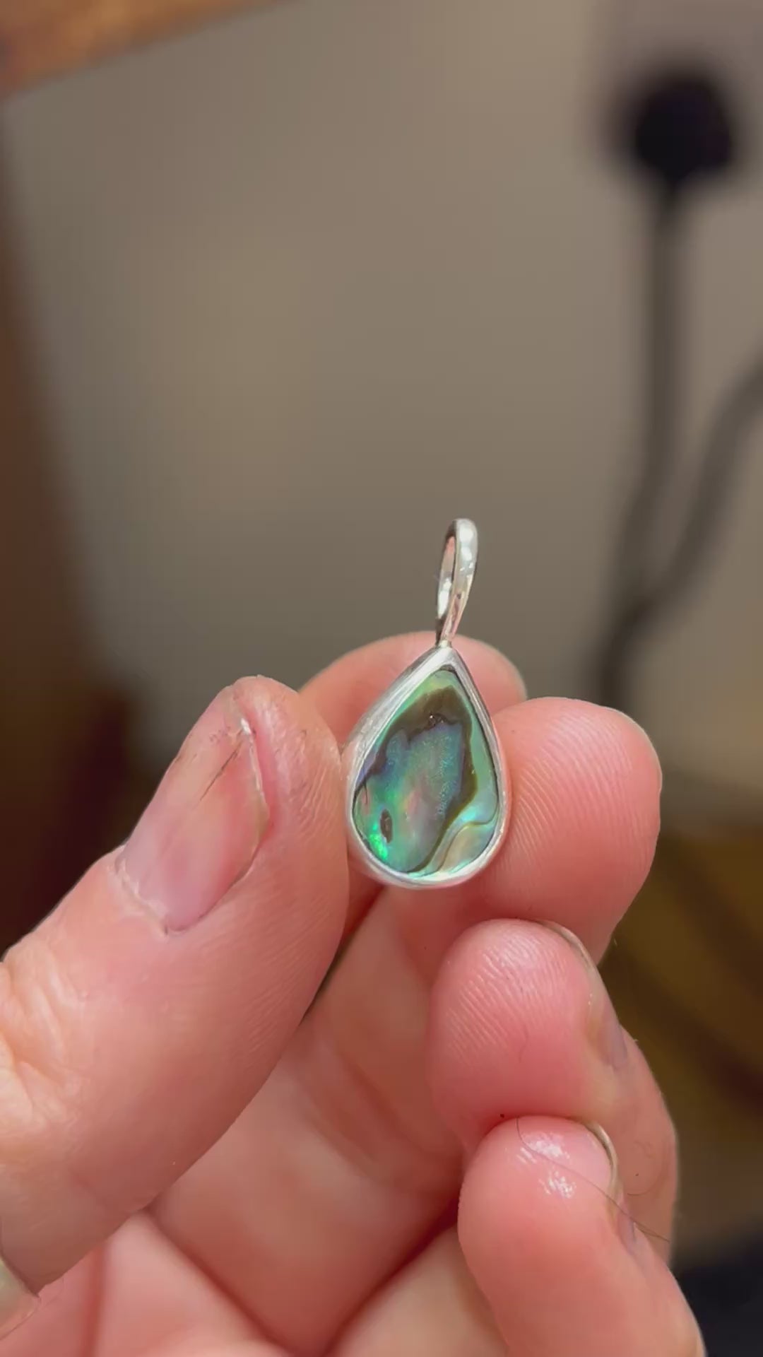 Mermaid tear double sided paua shell pendnat